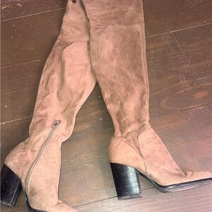 Brown Suede Over-the-Knee Boots